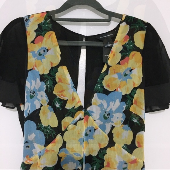 Club Monaco Coran Floral Flutter Sleeve Cutout Back Midi Dress Size 4 NWT - Picture 6 of 14